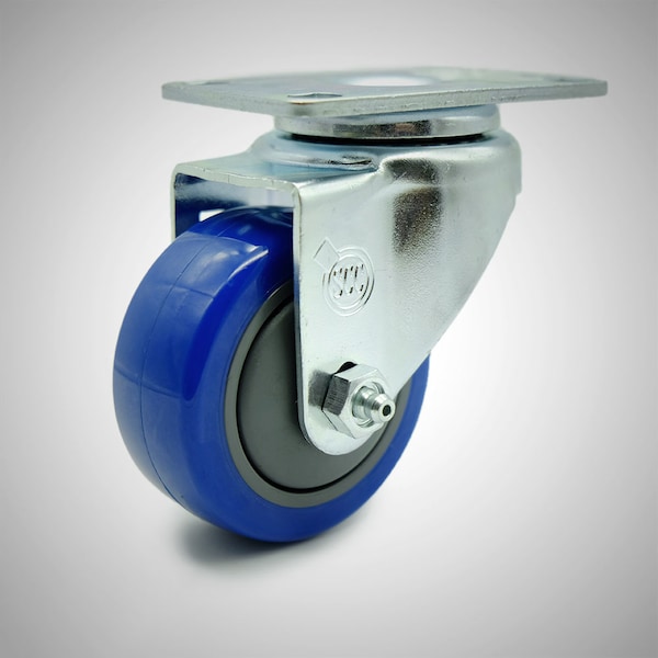 3 Inch SS Blue Polyurethane Wheel Swivel Top Plate Caster
